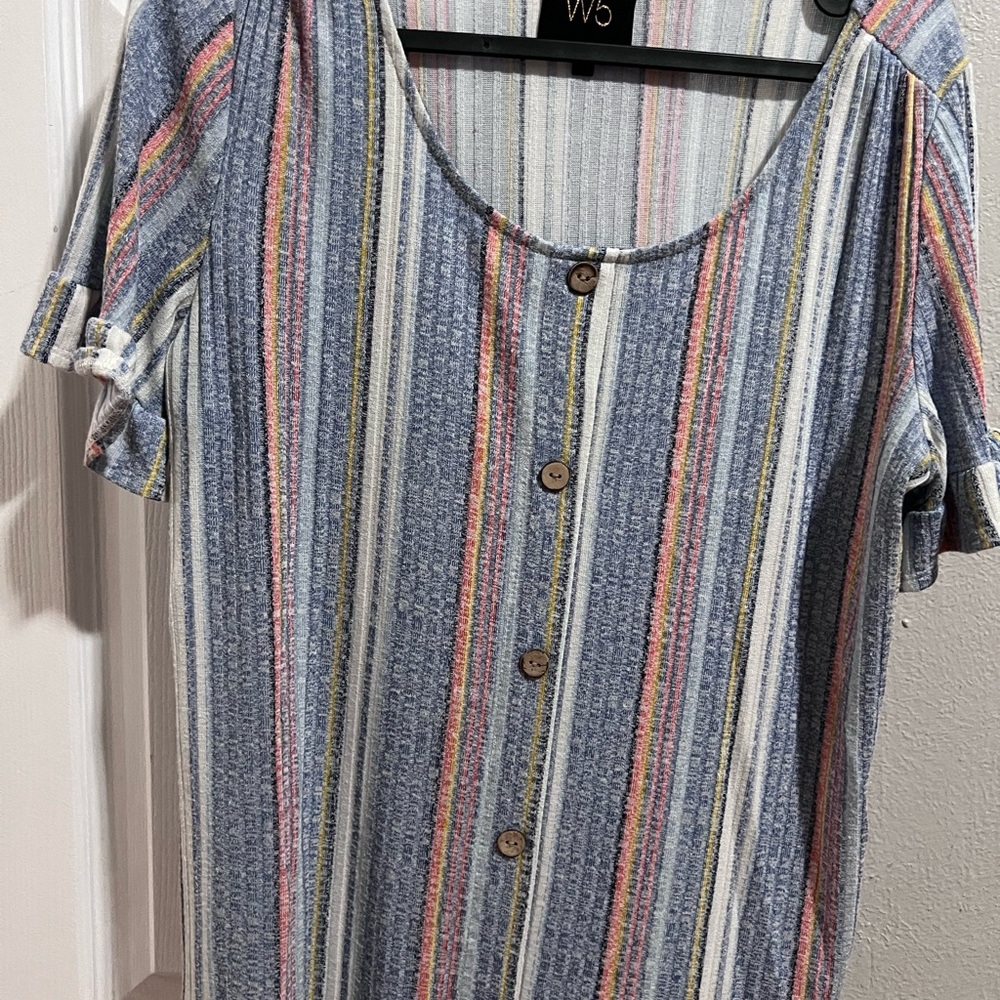 W5 Women's Striped Blue Top